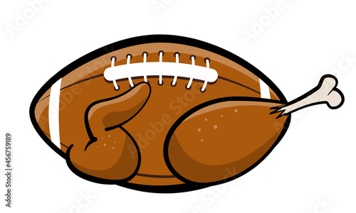 American football and Turkey - Hand drawn illustration. Autumn color poster. Lovely lettering quote for football season. Rugby wisdom t-shirt for funs. Modern vector fun saying for Thanksgiving dinner