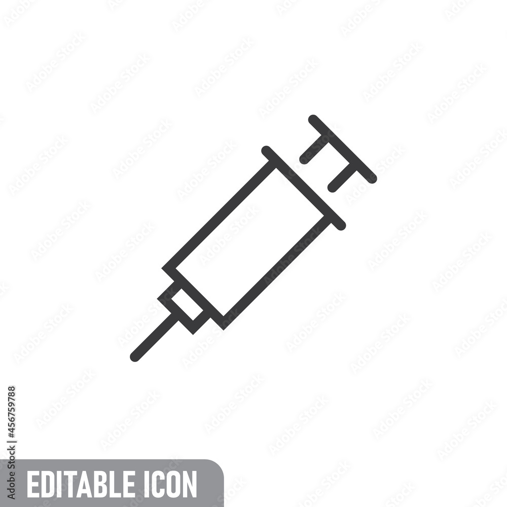Syringe icon. Vaccine vaccination symbol. Editable line stroke. Syringe icon. Vaccine vaccination symbol. Editable line stroke.