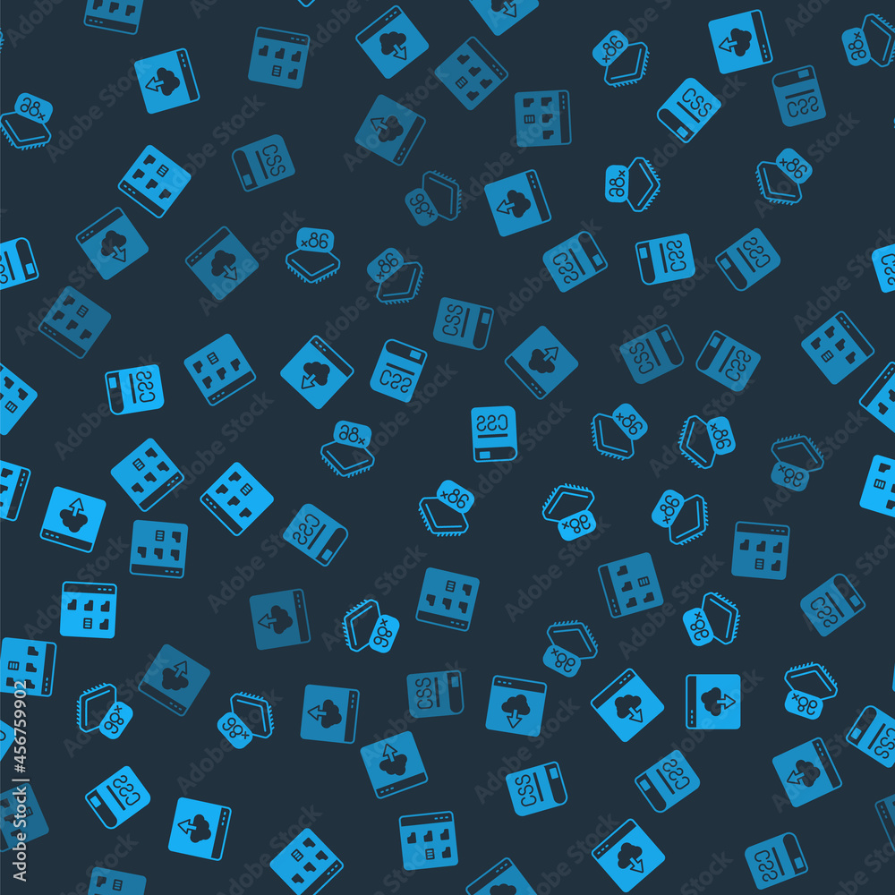 Set Cloud technology data transfer, Processor with microcircuits CPU, Books about programming and Browser files on seamless pattern. Vector Set Cloud technology data transfer, Processor with microcircuits CPU, Books about programming and Browser files on seamless pattern. Vector
