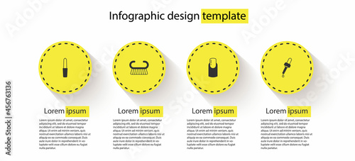 Set Nail file, Pedicure brush or grater, manicure and Pipette with oil. Business infographic template. Vector