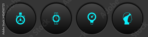 Set Stopwatch, Diving, Gauge scale and hood icon. Vector