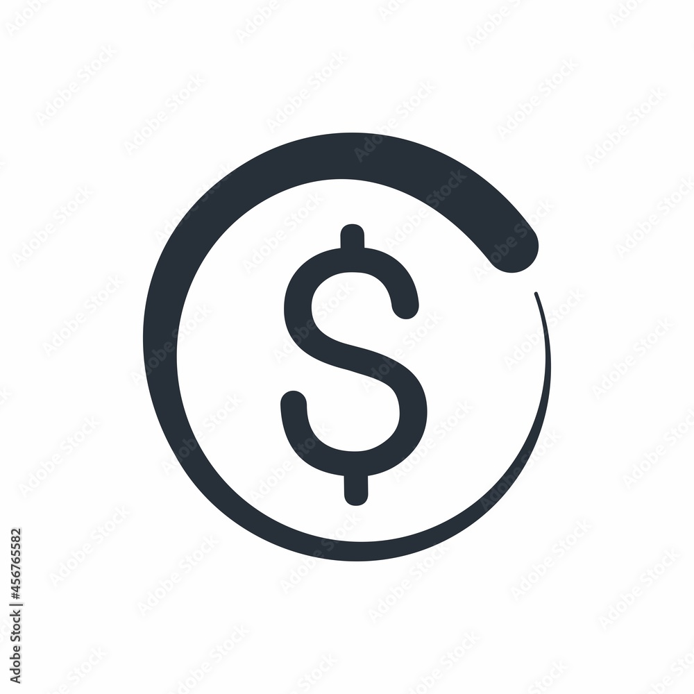 The dollar is in the stream. Business update. Vector Linear Icon Isolated on White Background. The dollar is in the stream. Business update. Vector Linear Icon Isolated on White Background.