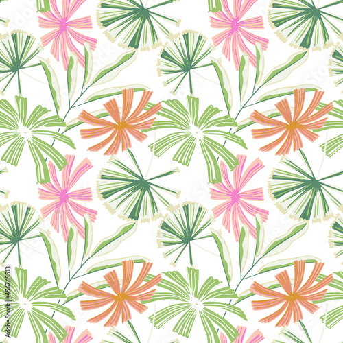 Modern tropical palm leaves seamless pattern. Jungle leaves botanical wallpaper.