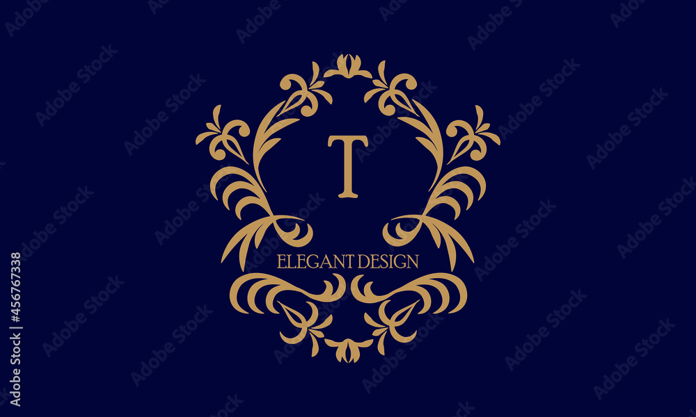 Exquisite monogram template with the initial letter T. Logo for cafe, bar, restaurant, invitation. Elegant company brand sign design. Exquisite monogram template with the initial letter T. Logo for cafe, bar, restaurant, invitation. Elegant company brand sign design.