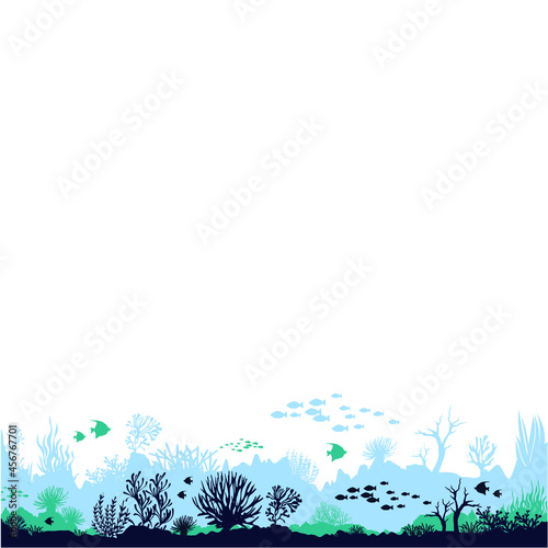 underwater ocean seascape silhouette 