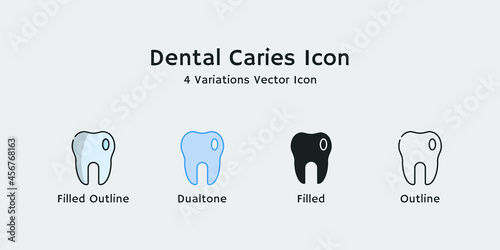 Dental caries icon for dental care clinic vector graphics