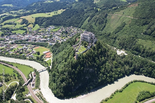 Hohenwerfen Castle (Erlebnisburg Hohenwerfen) Festung Hohenwerfen is a medieval rock castle in the Salzach valley Austria  photo