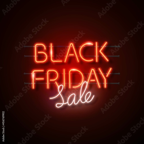 black friday concept with neon sign vector design illustration