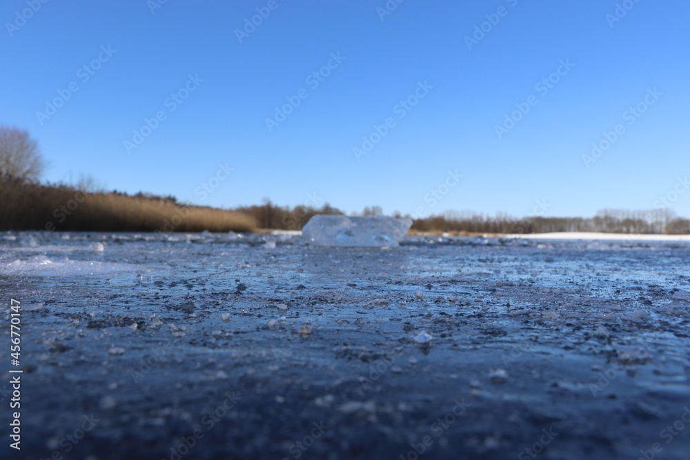 Scuba diving under the ice, preparing, mask, snorkel, diving gear, cold winter. Diving course 