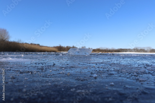 Scuba diving under the ice  preparing  mask  snorkel  diving gear  cold winter. Diving course 