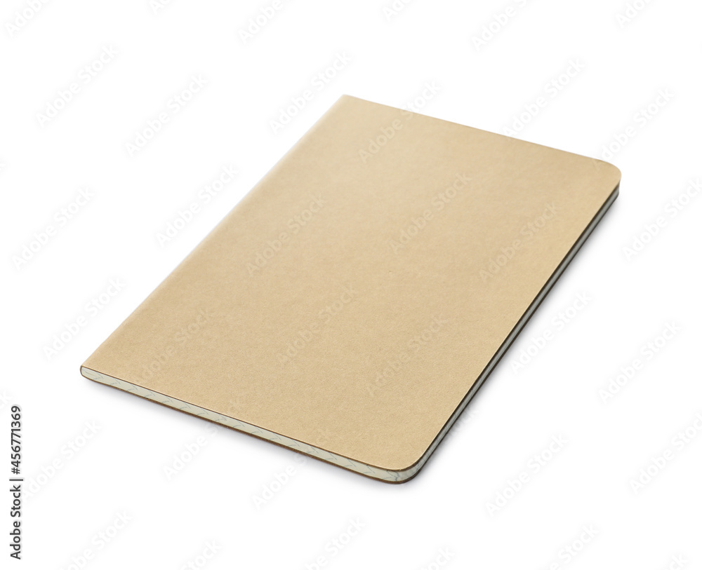 New stylish kraft planner isolated on white New stylish kraft planner isolated on white