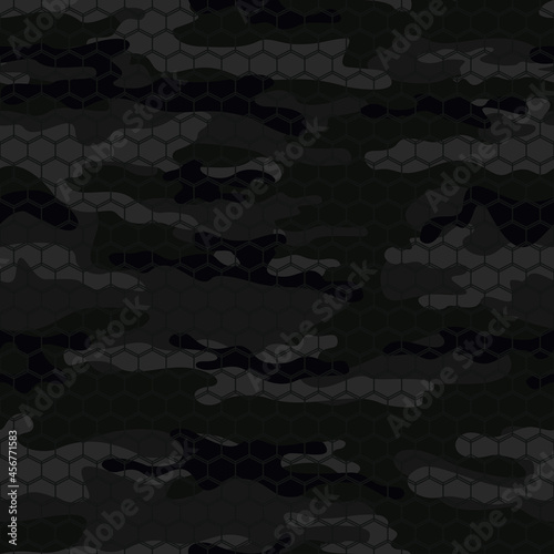 Vector abstraction black camouflage seamless pattern, stylish new design.