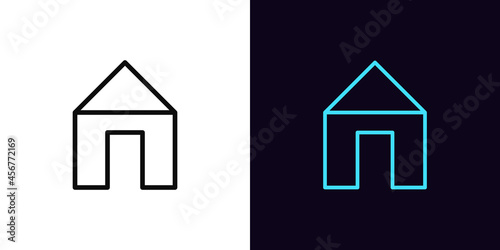 Outline home icon with editable stroke. Linear home sign, house pictogram and silhouette