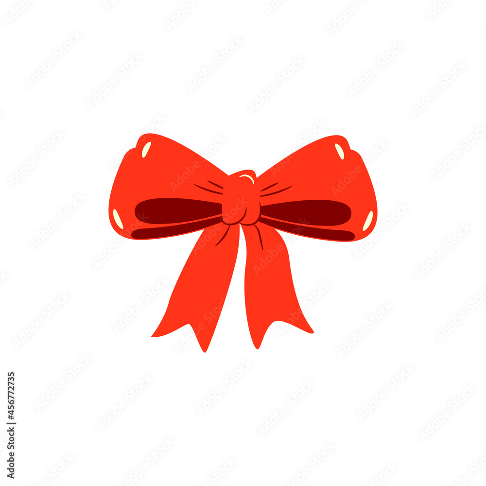 Red bow for gifts, banners, cards, decor. Christmas festive gift decoration. Valentine's Day. Vector. Red bow for gifts, banners, cards, decor. Christmas festive gift decoration. Valentine's Day. Vector.