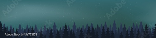 Starry Night Vector with conifers