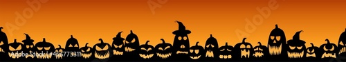 scarry seamless background with different pumpkins for halloween layouts