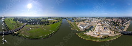 360 panorama ready for VR construction site Kade Zuid part of the new Noorderhaven neighbourhood at river IJssel. photo