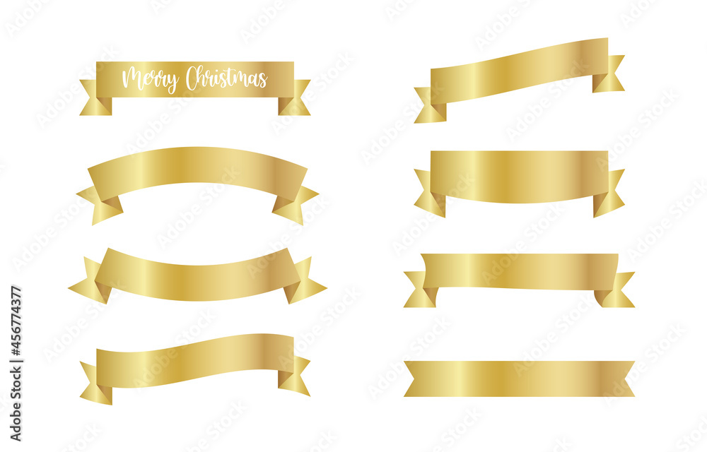 Ribbons banner golden luxury bow gradient icon set symbol isolated on white background vector Ribbons banner golden luxury bow gradient icon set symbol isolated on white background vector