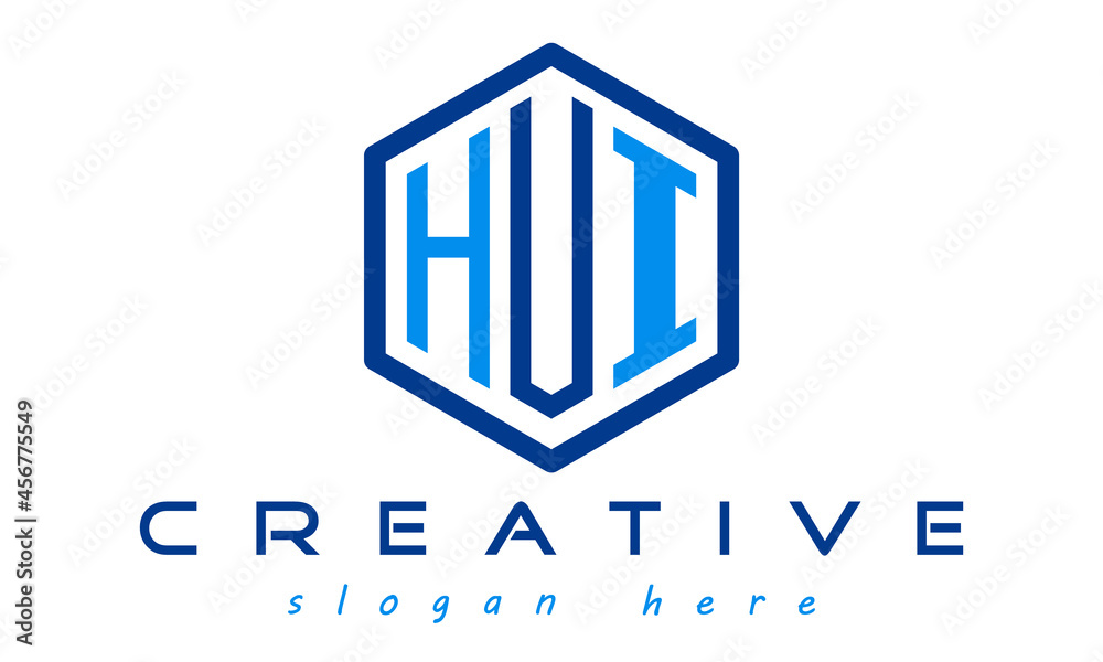 polygon letters logo, letters HUI modern unique minimalist brand identity creative logo design, vector template
