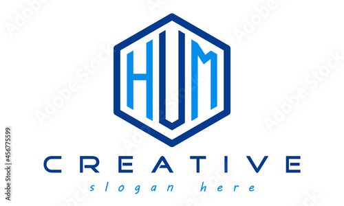 polygon letters logo, letters HUM modern unique minimalist brand identity creative logo design, vector template
