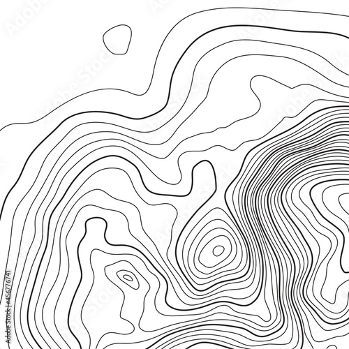 The black on white contours vector topography stylized height of the lines. The concept of a conditional geography scheme and the terrain path. Square. Map on land vector terrain Illustration.