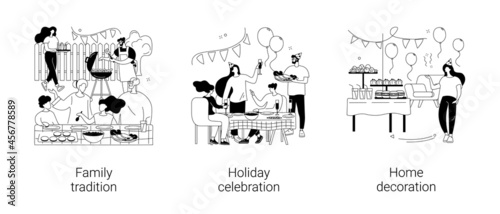 Home party abstract concept vector illustrations.