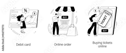 Online payment abstract concept vector illustrations.
