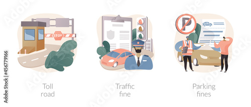 Driving rules violation abstract concept vector illustrations.