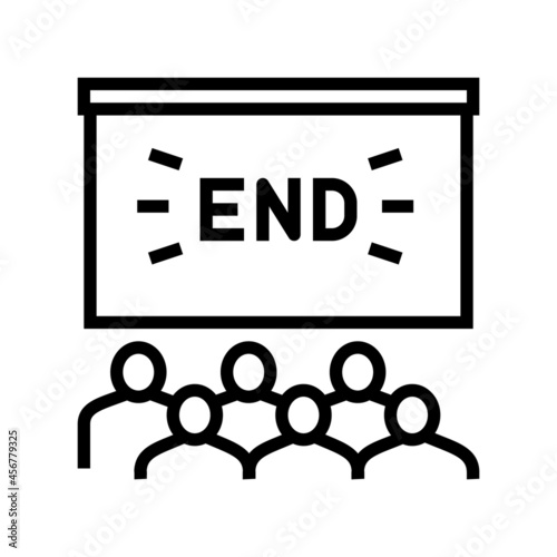 movie end in cinema line icon vector. movie end in cinema sign. isolated contour symbol black illustration