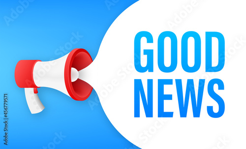 Megaphone with good news. Megaphone banner. Web design. Vector stock illustration.