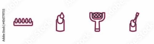 Set line False nails, Nail file, Manicure and manicure icon. Vector