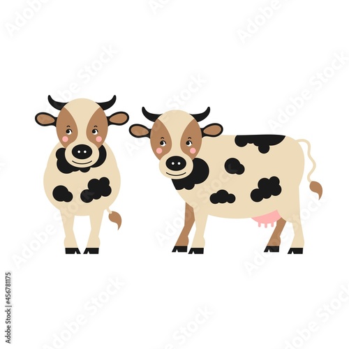 Cartoon cow. Cute farm animals. Vector illustration