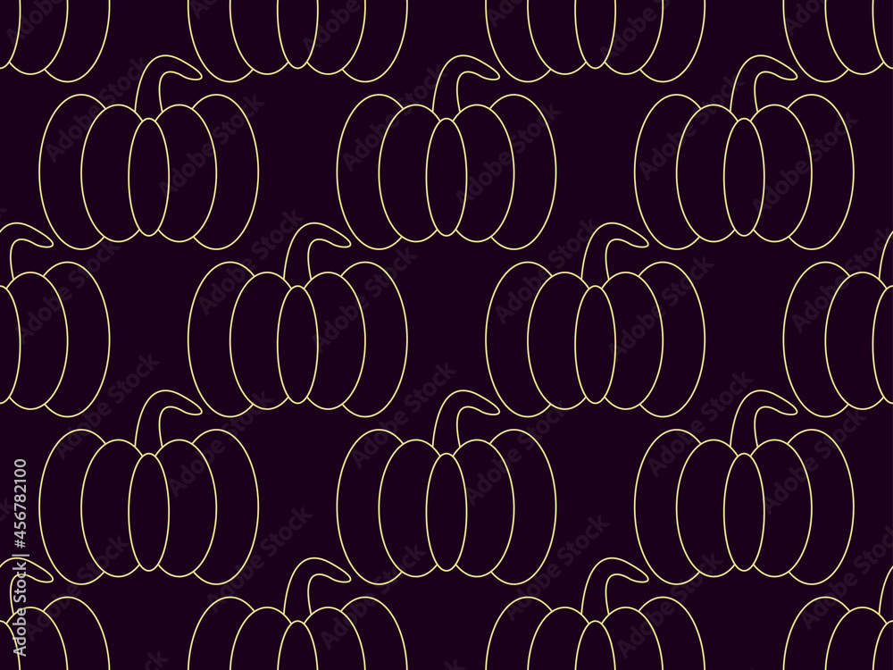 Contour pumpkins seamless pattern. Autumn background with pumpkins. Design for wrapping paper, banners, posters and advertising materials. Vector illustration