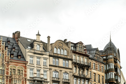 Bruges, Belgium. September 30, 2019: Facades of city buildings.