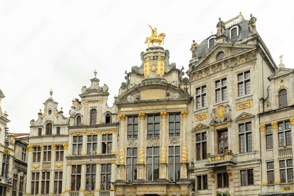 Bruges, Belgium. September 30, 2019: facade of buildings in the great square of Brussels.