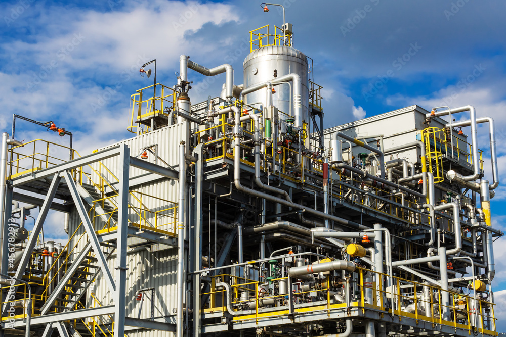 View of the liquefied gas production plant. Technological equipment View of the liquefied gas production plant. Technological equipment