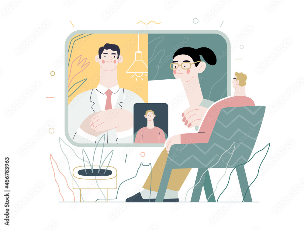 Fototapeta premium Medical video conference - medical insurance - online doctor service