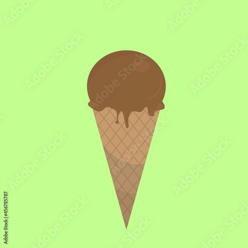 Chocolate Ice cream cone icon isolated on green background. Trendy vector food symbol, ilustration and logo