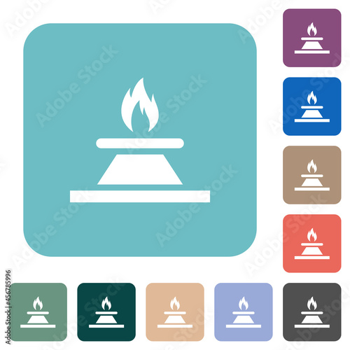Kitchen gas stove rounded square flat icons