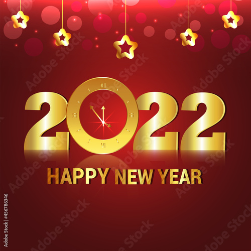 Happy new year celebration greeting card with creative golden text effect