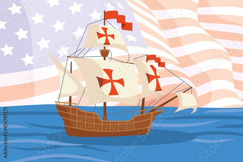 caravel and usa flag