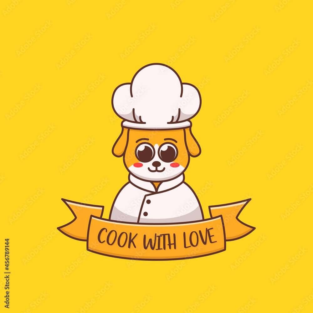 cute dog chef logo concept illustration cute dog chef logo concept illustration