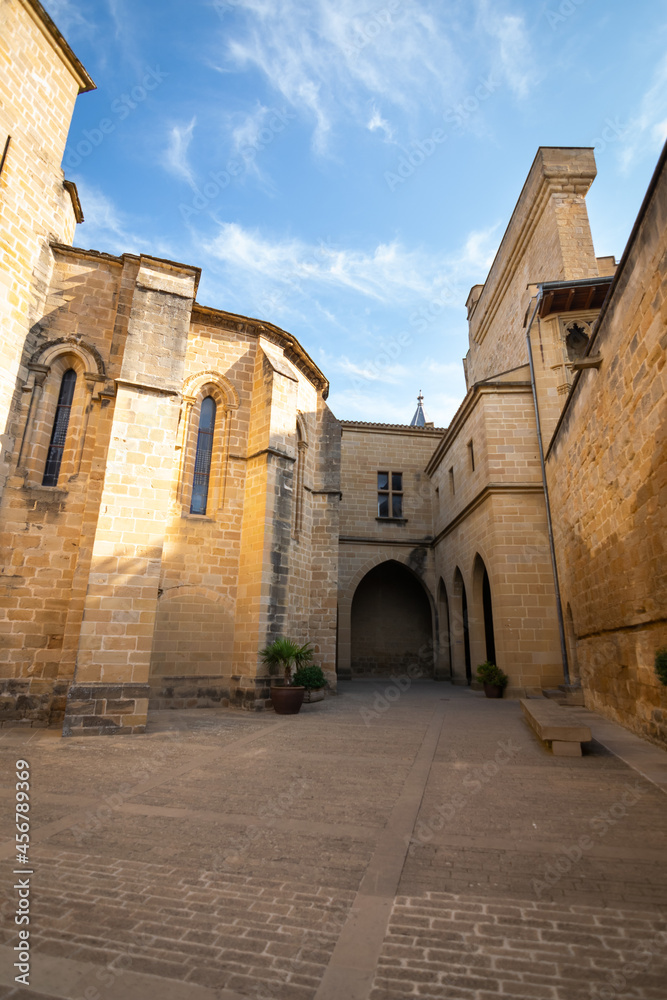 Olite, Spain; 09 08 21: medieval castle located in the center of the town of Olite.