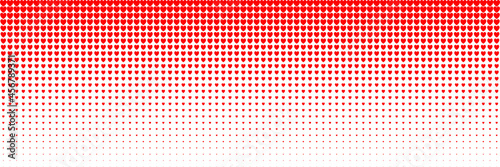 horizontal red blended heart on white for pattern and background