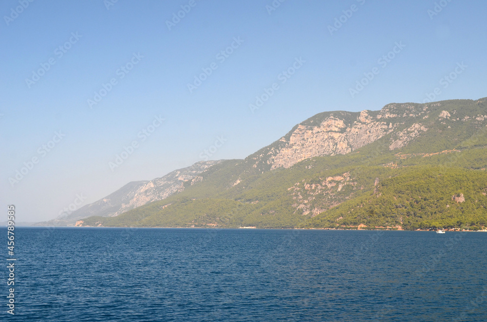 The coast of Mediterranean sea on the Turkish Riviera