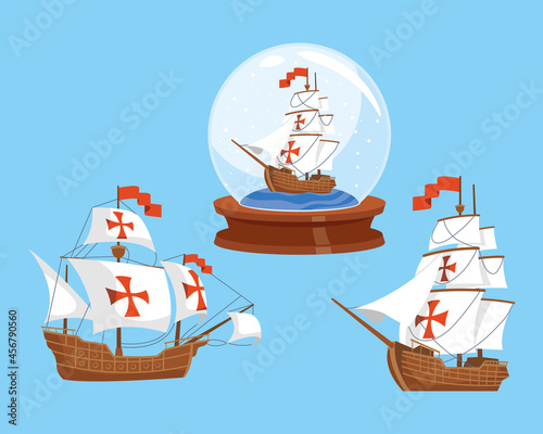 three columbus day caravels