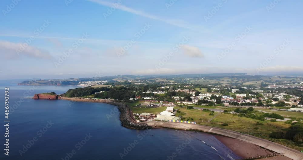 Aerial View Of Dawlish Warren Town On Devon Coastline. Dolly Forward Aerial View Of Dawlish Warren Town On Devon Coastline. Dolly Forward