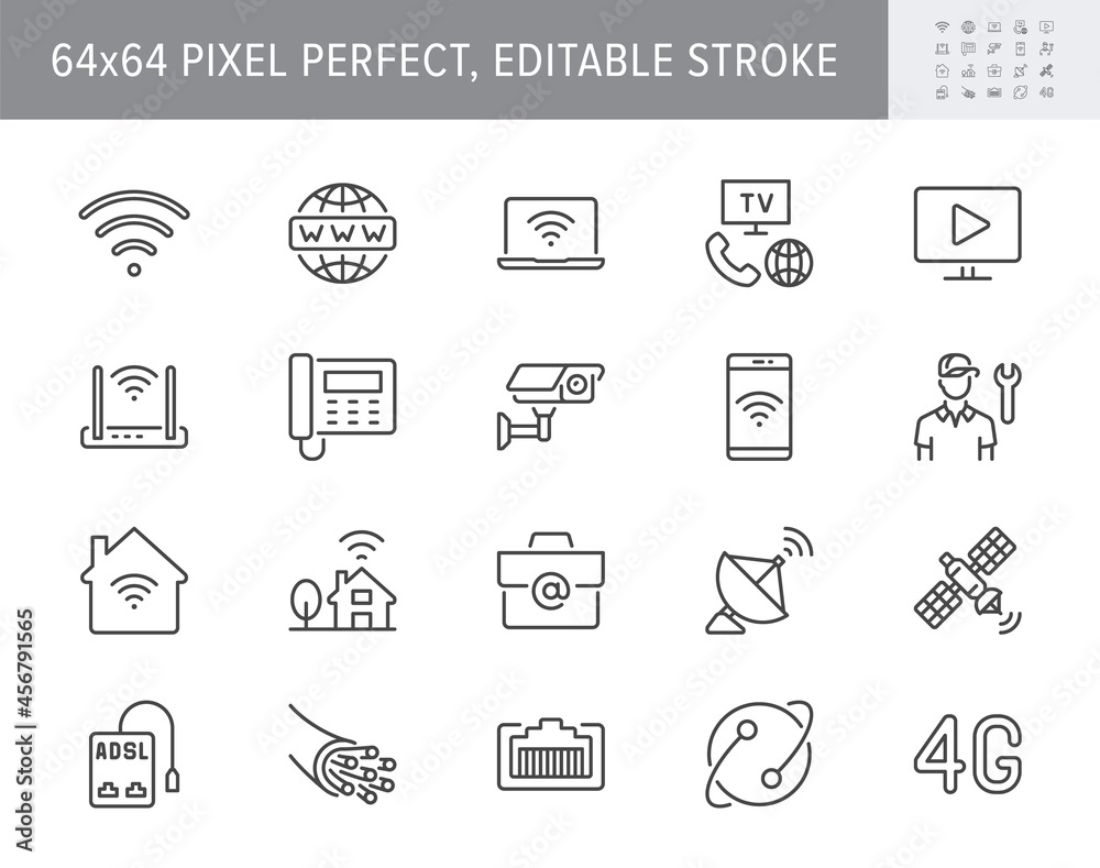 Internet line icons. Vector illustration include icon - satellite dish ...