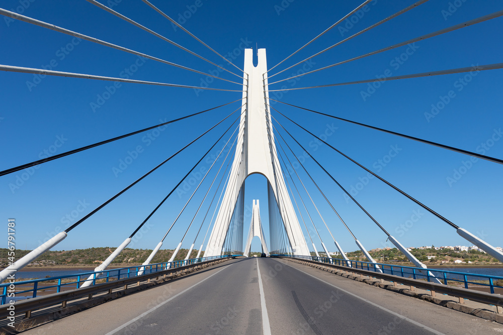 Suspension bridge and one of the largest suspension bridges in Portugal.
Sunny day, travel concept