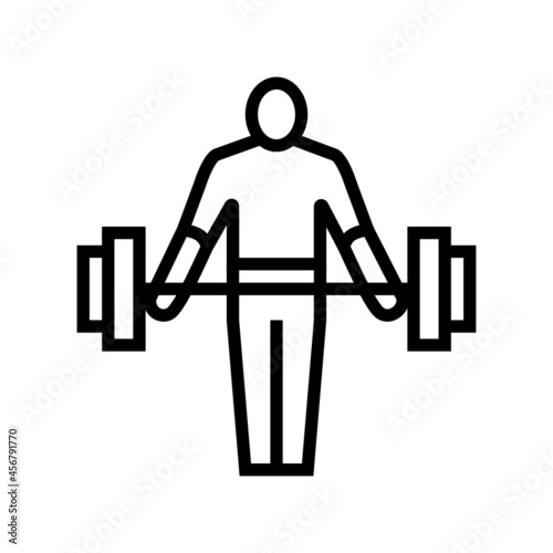 athlete exercising with weight line icon vector. athlete exercising with weight sign. isolated contour symbol black illustration